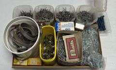 Lot of Misc. Screws, Nails, Hose Clamps, Dog Chain, & Extra.