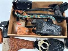 Handcuffs, Holsters & Assorted Leather Items