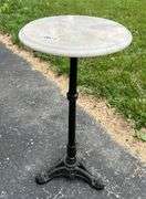 Marble Top Plant Stand with Cast Iron Base