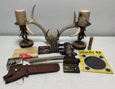 Targets, Cleaning Supplies, Deer Skull, & Hunting Decor