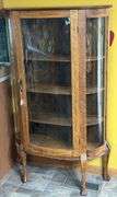 Antique Bow Front Glass Curio Cabinet