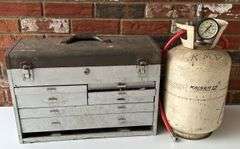 Kennedy Tool Box *with contents* and Kaiser 12 Propane Tank w Pressure Gauge