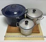 Cooking Pots, Cutting Boards, & Misc. Plumbing Supplies