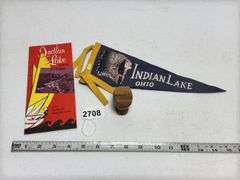 Indian Lake Flag, Flyers, & Wooden Toilet