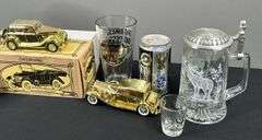 Harley Davidson & Miller Lite Cups, Beer Stein and Ertl Collectible Cars