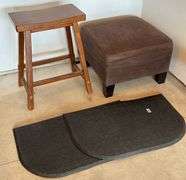 Bar Stool, Rubber Rugs, & Brown Ottoman