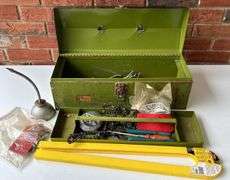 Metal Toolbox, Chainsaw Blades & Assorted Items