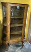 Antique Bow Front Glass Curio Cabinet