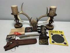 Targets, Cleaning Supplies, Deer Skull, & Hunting Decor