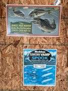 3 Tin Heddon & Creek Chub Fishing Signs