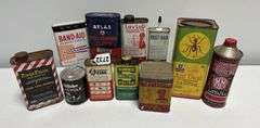 Lipton Tea, Marvel Mystery Oil, & Assorted Tins