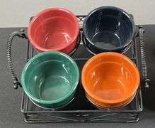 Pumpkin Candy Dish, Serving Tray w Colored Bowls