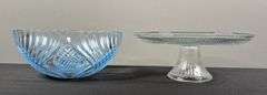 Cake Serving Dish & Unmarked Serving Bowl