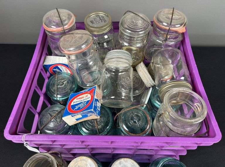 Blue Glass & Misc Canning Jars