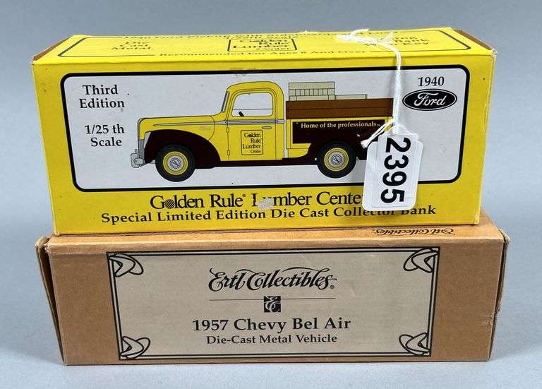 Chevy Bel Air Die Cast Car & 1940 Ford Truck Bank image