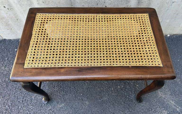 Wicker Top Wooden End Table