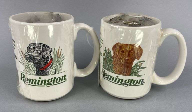 Pair of Remington Hunting Dog Mugs with .22 Rimfire Cartridges image
