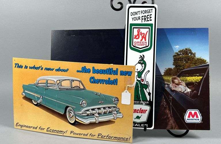 Chevy, Sinclar & Marathon Oil Signs image