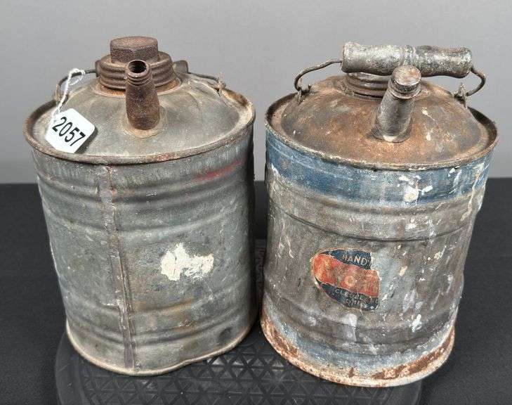 Pair of Wooden Handled Galvanized Metal Cans