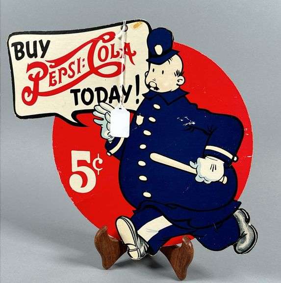 Vintage Double Sided Pepsi Cop Sign image