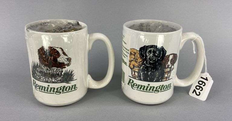 (3) Remington Hunting Dog Coffee Mugs with .22 LR Ammo image