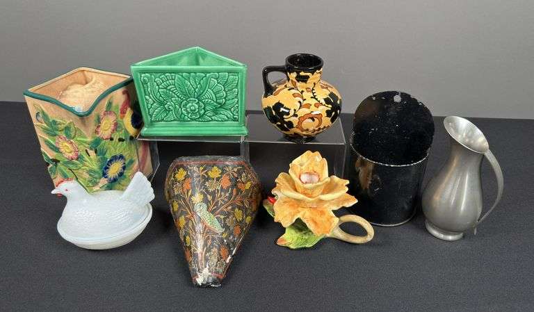 Nesting Hen & Assorted Planters