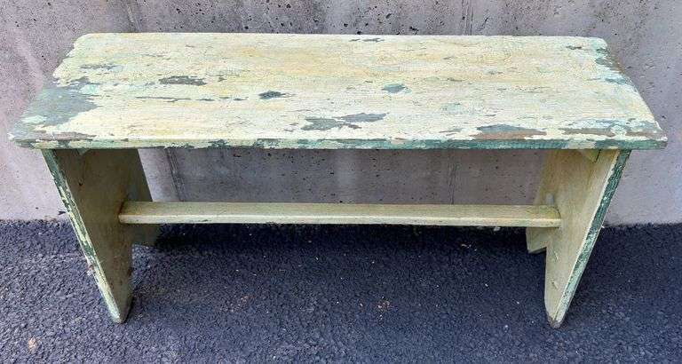 Wooden Bench & Pair of Stools