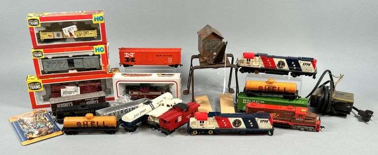 Trains, Cars, Crane, and People image