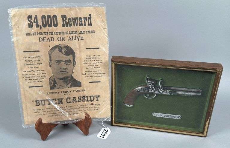 1796 Flintlock Pistol & Butch Cassidy Wanted Poster image