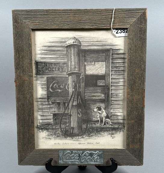 Framed Coca-Cola Ad Drawing image