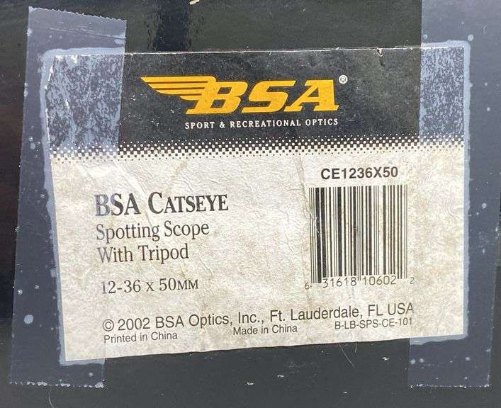 *Removed from Auction Due to Discovered Heat Damage*BSA Catseye 12-36x50mm Spotting Scope With Tripod