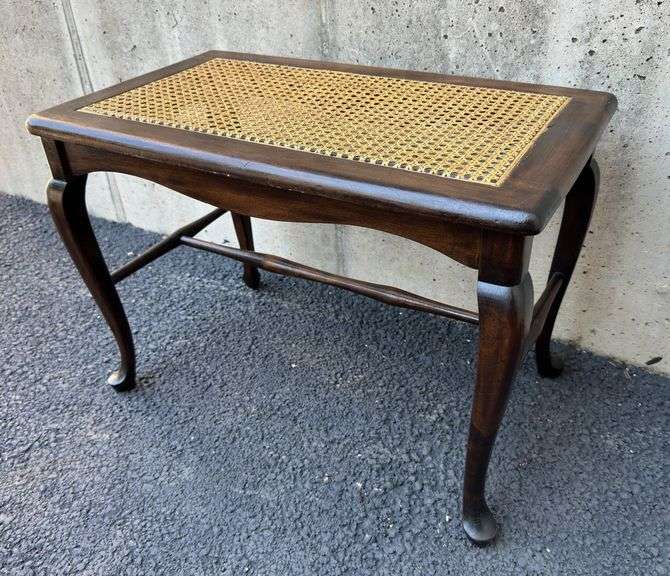 Wicker Top Wooden End Table