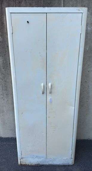 Metal Cabinet with Upholstery Supplies