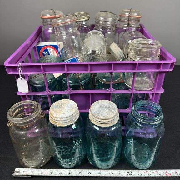 Blue Glass & Misc Canning Jars