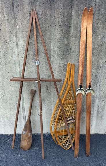 Snow Shoes, Snow Skies, Easel, & Wooden Ore