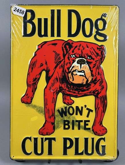 Embossed Metal Bull Dog Sign image