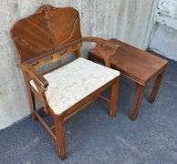 Victorian Era Chair, Footstool, & Side Table