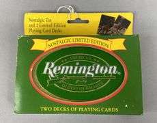 Remington Nostalgic Tin & (2) Limited Edition Playing Card Decks