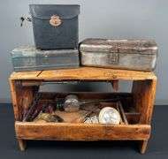 Wooden Tool Crate & Contents, Metal Tool Boxes & Misc.