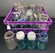 Blue Glass & Misc Canning Jars