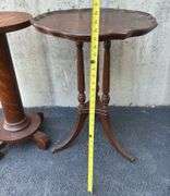 Antique End Table with Brass Claw Feet & Oak End Table