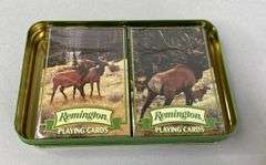 Remington Nostalgic Tin & (2) Limited Edition Playing Card Decks
