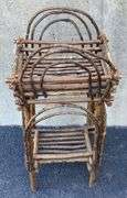 Twig Shelf, Weaved Basket, & Decorative Pine Cones