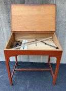Wooden Slant Top Desk & Architect Drawing Supplies
