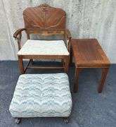Victorian Era Chair, Footstool, & Side Table