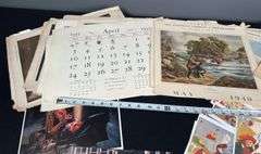 1956 Calendar Pages, John Wayne Picture, “Doctor Zhivago” Pictures, & Misc Illustrations
