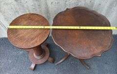 Antique End Table with Brass Claw Feet & Oak End Table