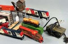 Trains, Cars, Crane, and People