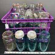 Blue Glass & Misc Canning Jars