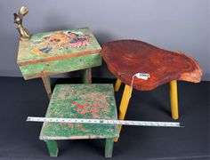 Trio of Wooden Stools